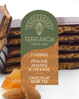 Tablette Fourrée Noir 75 % "Praliné à l'ancienne" Amande et Orange Confite